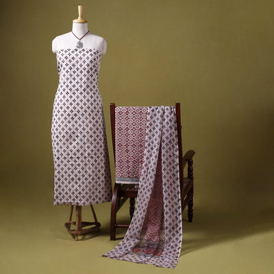 Beige - 3pc cotton bagh unstitched dress material