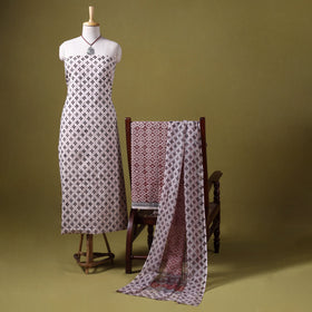 Beige - 3pc cotton bagh unstitched dress material