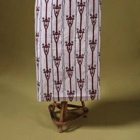 Beige 3pc Cotton Bagh Print Dress Material with Jewellery Set 