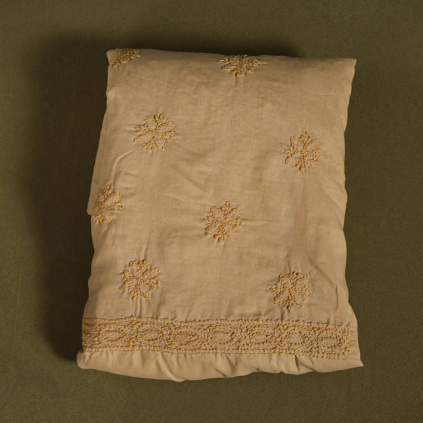 Buy Orange 3pc Cotton Lucknow Embroidery Chikankari Dress Material