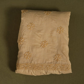 Buy Orange 3pc Cotton Lucknow Embroidery Chikankari Dress Material