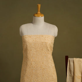 Buy Orange 3pc Cotton Lucknow Embroidery Chikankari Dress Material