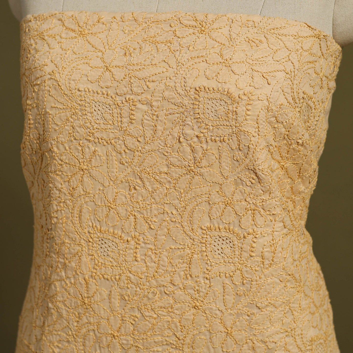 Buy Orange 3pc Cotton Lucknow Embroidery Chikankari Dress Material