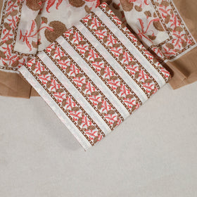 Beige - 3pc cotton sanganeri unstitched dress material 08