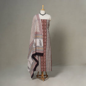 Beige - 3pc cotton unstitched bagh dress material 12