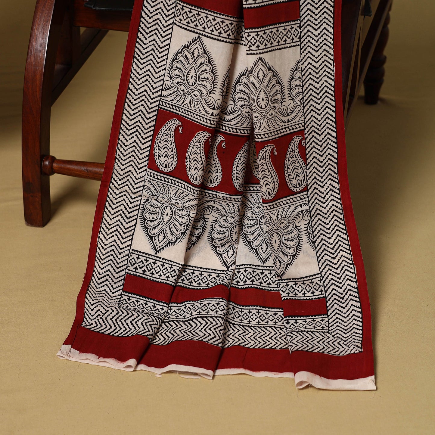 Beige - 3pc cotton unstitched bagh dress material