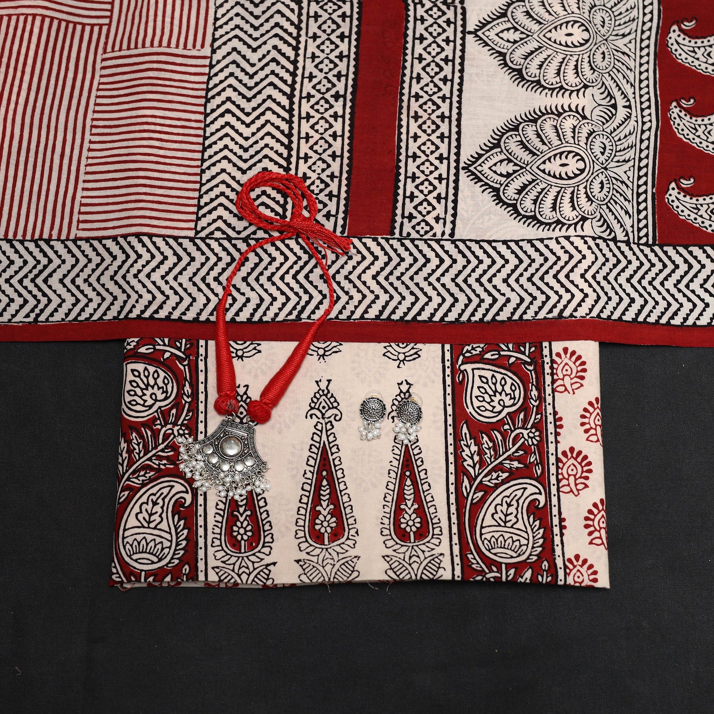 Beige - 3pc cotton unstitched bagh dress material