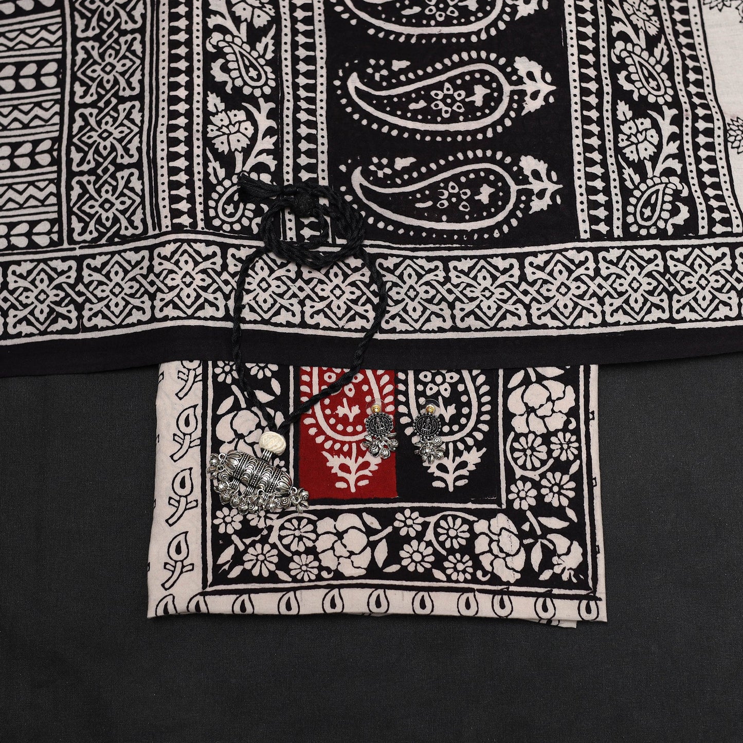 Beige - 3pc cotton unstitched bagh dress material