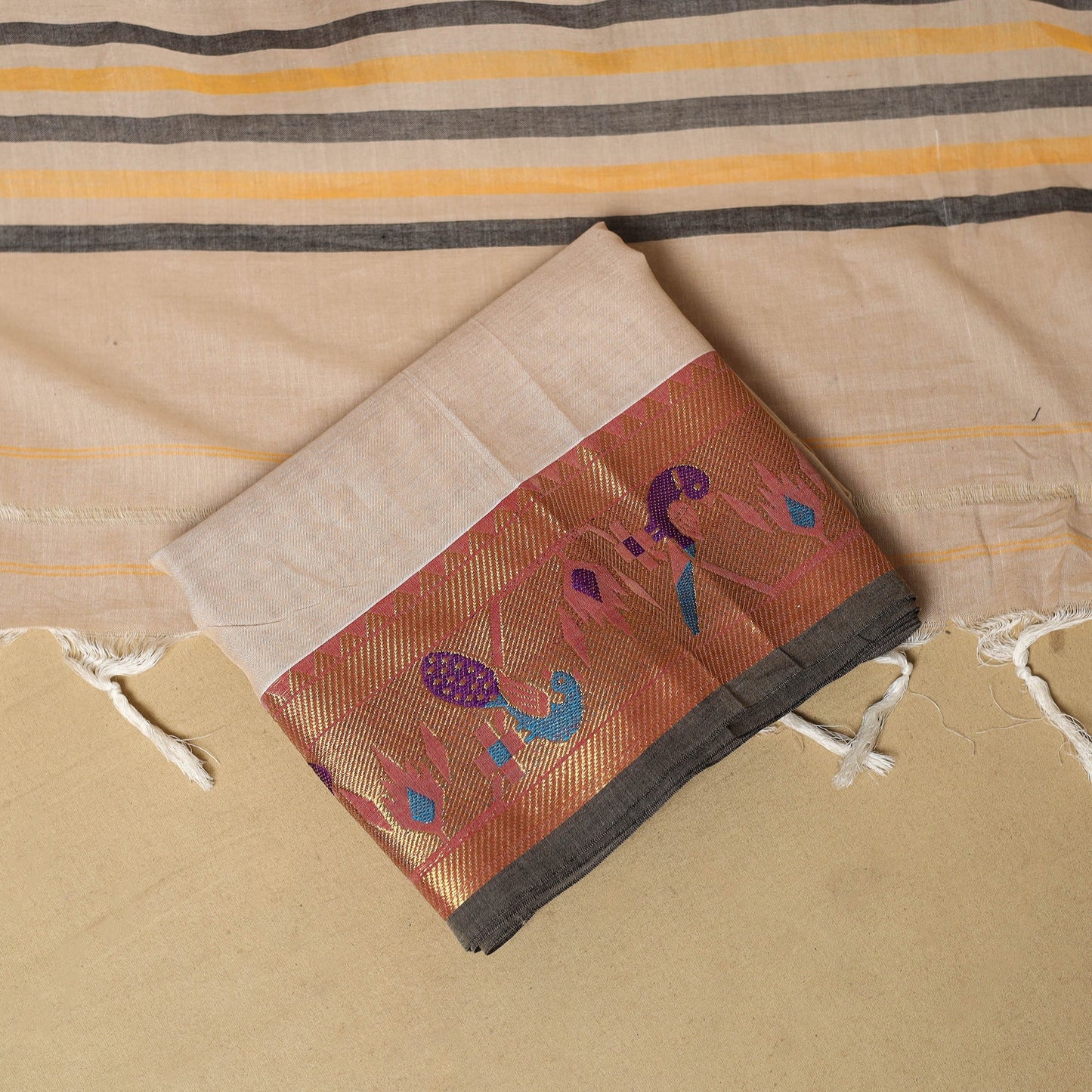 3pc cotton unstitched dharwad dress material with border 45