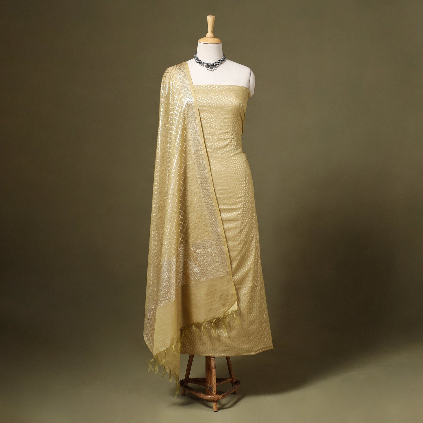  2pc Cotton x Viscose Zari Banarasi Dress Material 