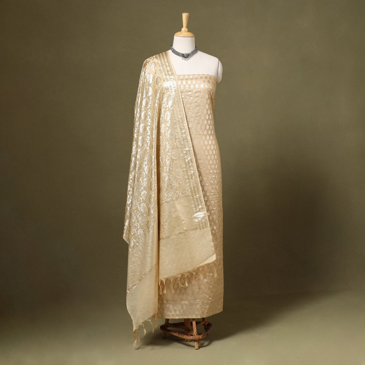 2pc Cotton x Viscose Zari Banarasi Dress Material 