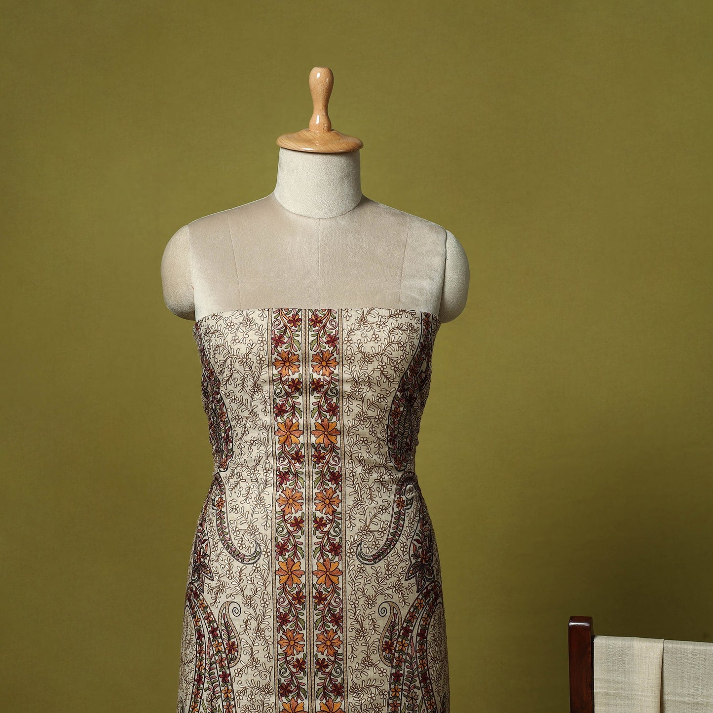 3pc heavy chain stitch embroidered merino wool unstitched