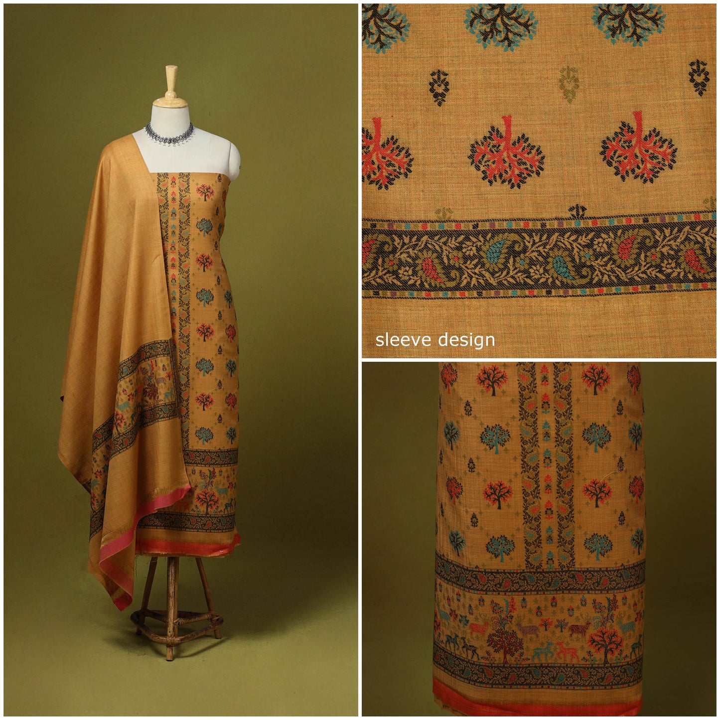 3pc jacquard weave merino wool unstitched dress material 34