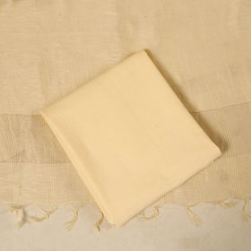 Beige 3pc Linen Silk Handloom Plain Dress Material