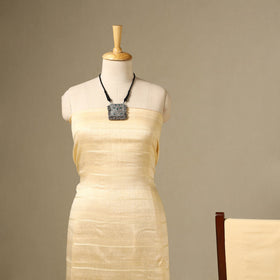 Beige 3pc Linen Silk Handloom Plain Dress Material