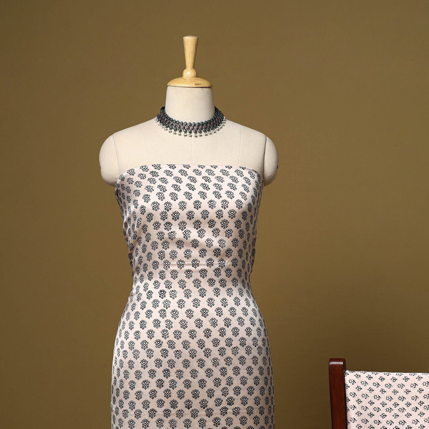 Beige - 3pc modal silk unstitched bagh dress material 28