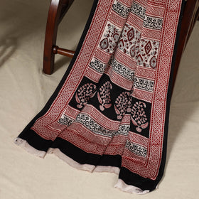 White - 3pc Modal Silk Unstitched Bagh Print Suit Material Set 