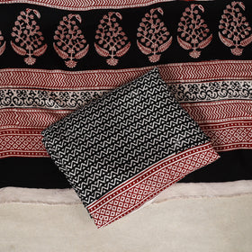 White - 3pc Modal Silk Unstitched Bagh Print Suit Material Set 