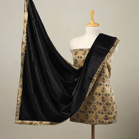 3pc Beige Natural Dyed Modal Silk Ajrakh Print Kurta Material Set