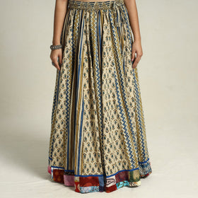  Ajrakh Block Printed 24 Kali Patchwork Cotton Long Skirt 36 Online at iTokri.com