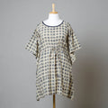 Beige - Ajrakh Block Printed Cotton Kaftan with Tie-Up Waist (Medium)