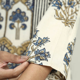  Ajrakh Block Printed Cotton Kurta With Palazzo & Dupatta Set 