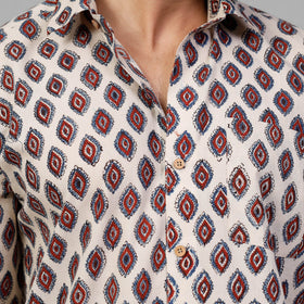 Buy Ajrakh Block Printed Cotton Men Full Sleeve Shirt Online at iTokri.com