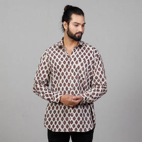 Buy Ajrakh Block Printed Cotton Men Full Sleeve Shirt Online at iTokri.com