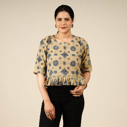 ajrakh cotton crop top