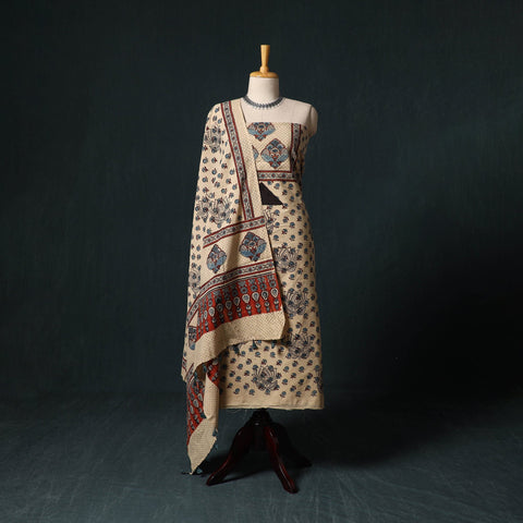 Ajrakh hand block print natural dyed cotton 2pc unstitched