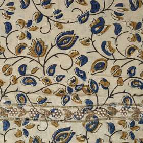 Beige Ajrakh Print Hand Embroidery Cotton Blouse Piece