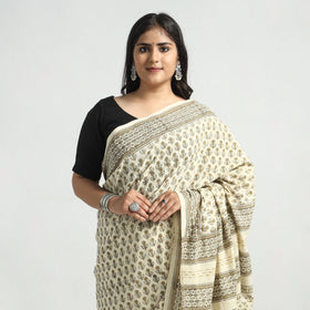 Buy Akola Hand Block Printed Cotton Saree Online at iTokri.com