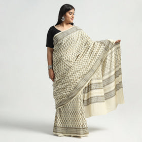Buy Akola Hand Block Printed Cotton Saree Online at iTokri.com