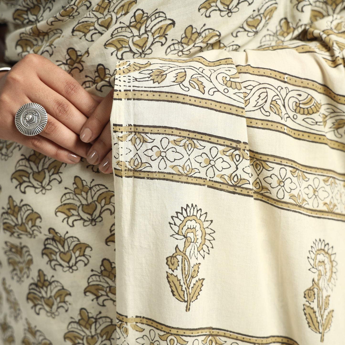  Akola Hand Block Printed Cotton Saree 