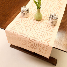 Beige Applique Cut Work Cotton Table Runner 