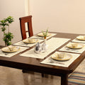 Beige Applique Cotton Table Runner with Table Mat Set