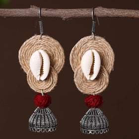 Beige - ashika german silver jute jhumki earrings
