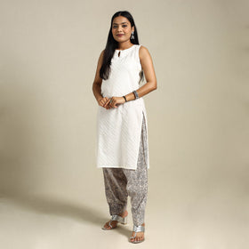 White Bagh Block Print Natural Dyed Cotton Salwar
