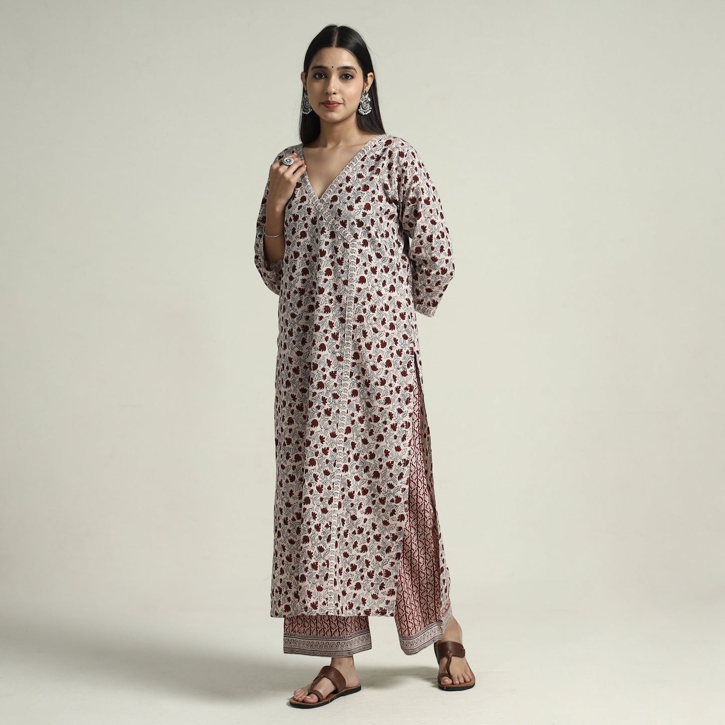  Bagh Block Printed Cotton Kurta with Palazzo & Dupatta Set 02 