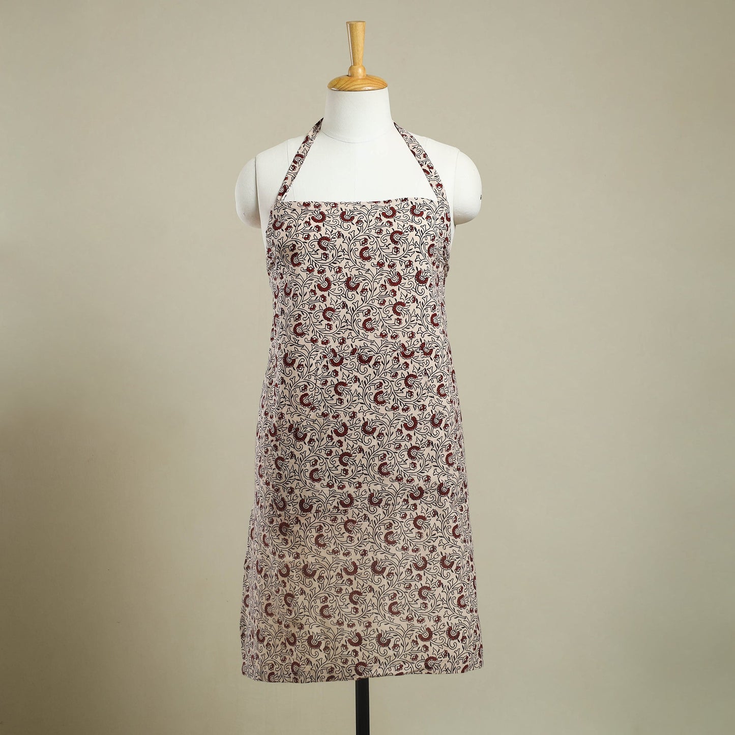 Buy Beige Bagh Block Print Cotton Apron with Pocket