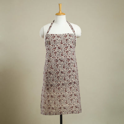 Buy Beige Bagh Block Print Cotton Apron with Pocket
