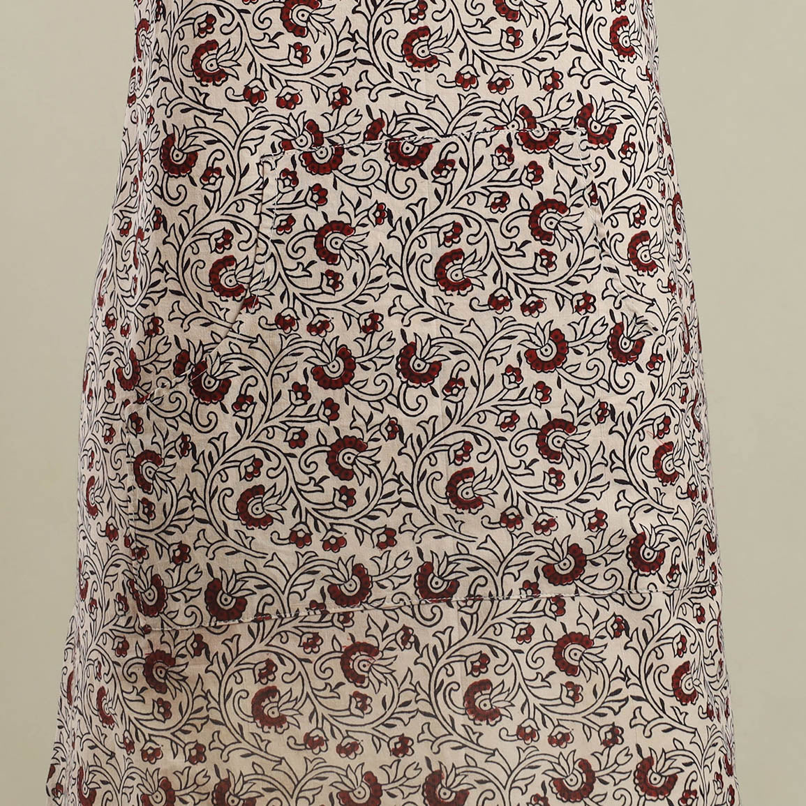 Buy Beige Bagh Block Print Cotton Apron with Pocket
