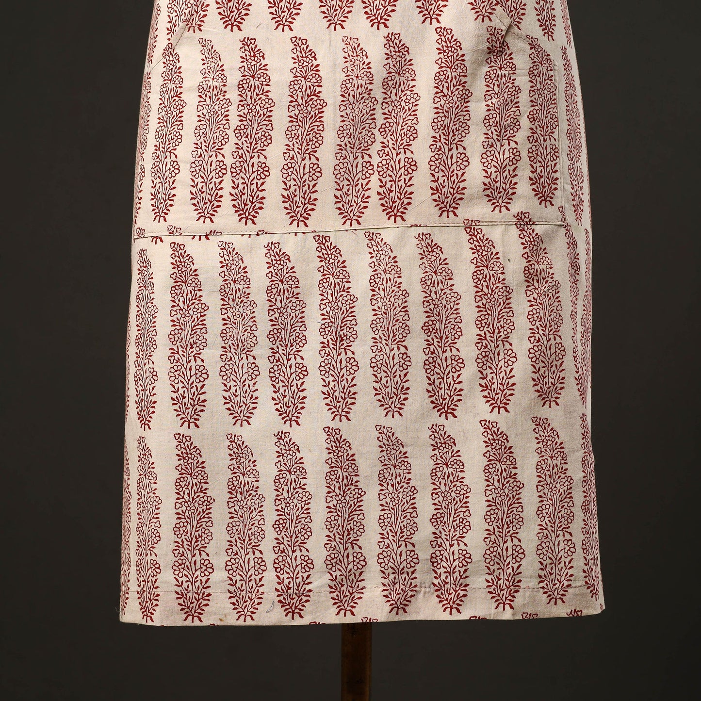 Beige - bagh cotton apron with pocket 25 - handcrafted