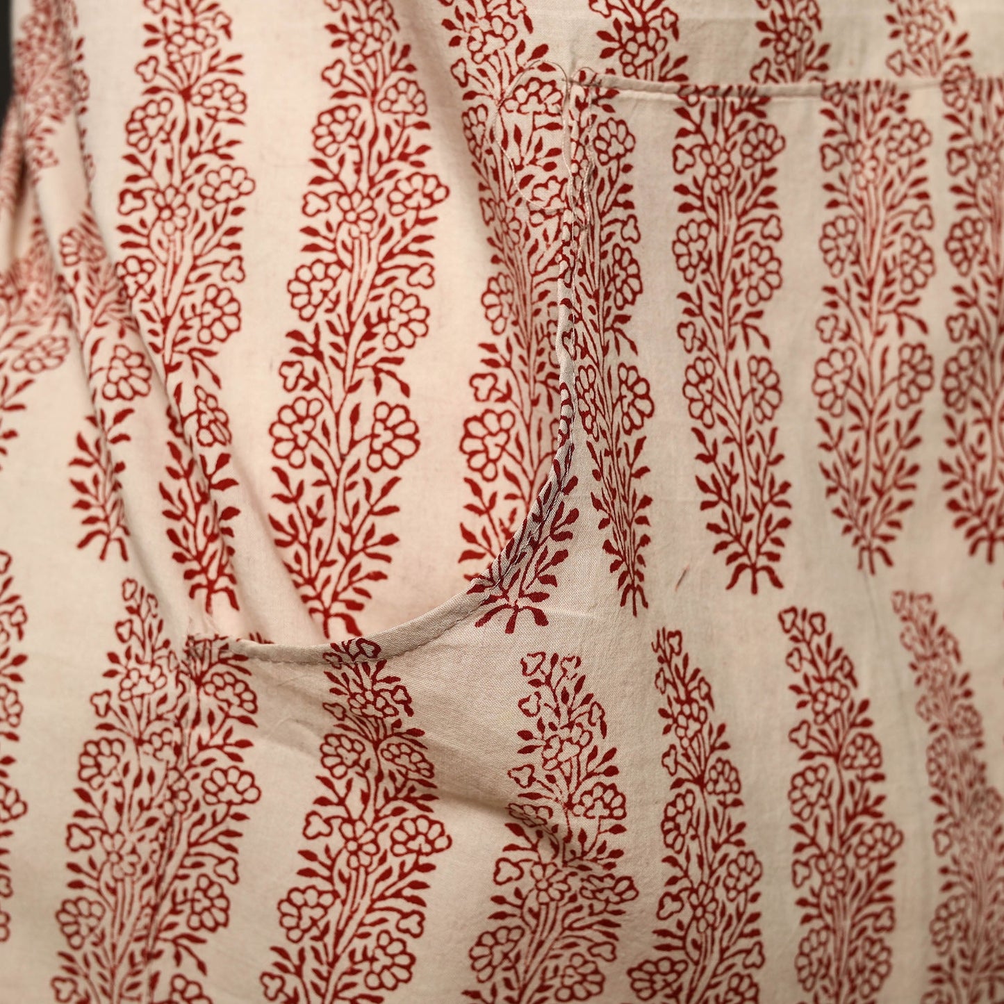 Beige - bagh cotton apron with pocket 25 - handcrafted