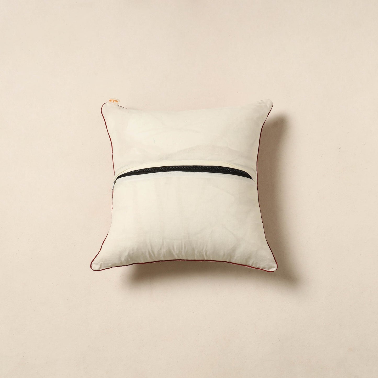 Beige - bagh cotton cushion cover 27 - handcrafted
