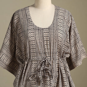 Beige Bagh Block Print Cotton Kaftan (Short)