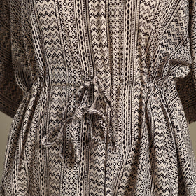 Beige Bagh Block Print Cotton Kaftan (Short)