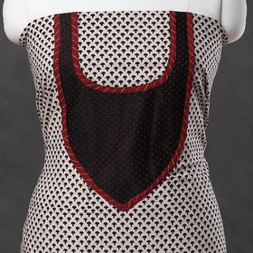 Beige Bagh Print Cotton Kurta Material with Patchwork (3m)