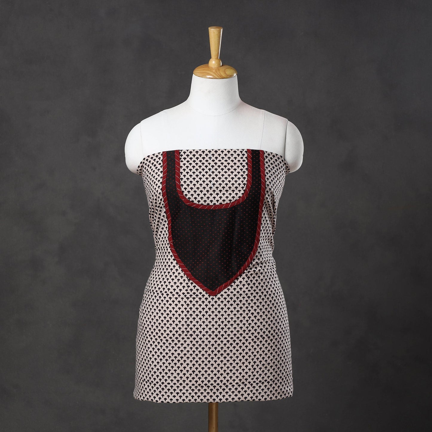 Beige Bagh Print Cotton Kurta Material with Patchwork (3m)