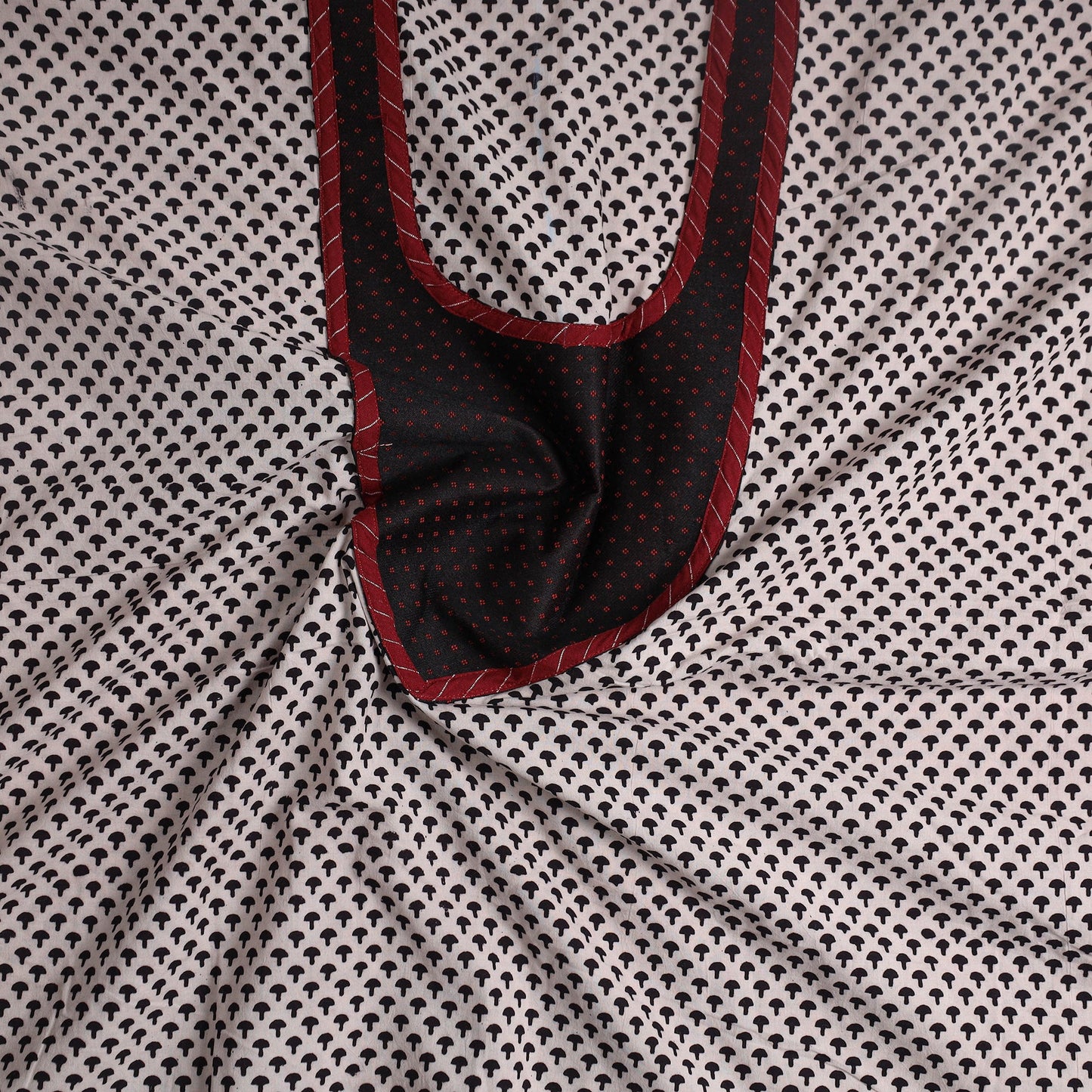 Beige Bagh Print Cotton Kurta Material with Patchwork (3m)